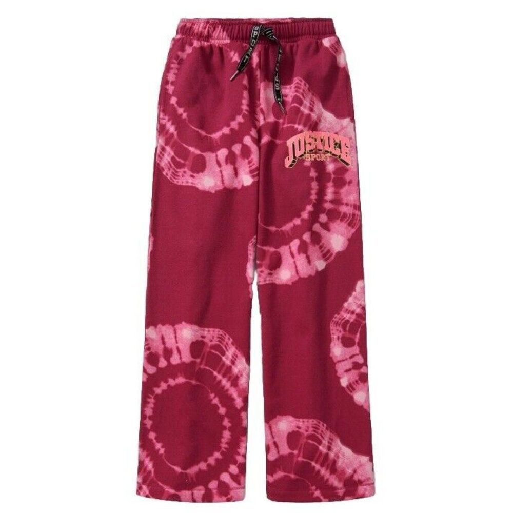 Justice Girls Flare Dye Effect SweatPant Wildflower (Red Pink) Size Small NWT